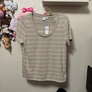 NWT Gap Relaxed Linen-Blend Scoopneck T-Shirt Size Small